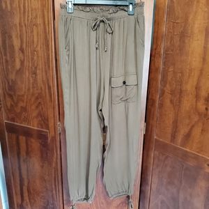 Unbranded slip on rayon pants greenish brown color